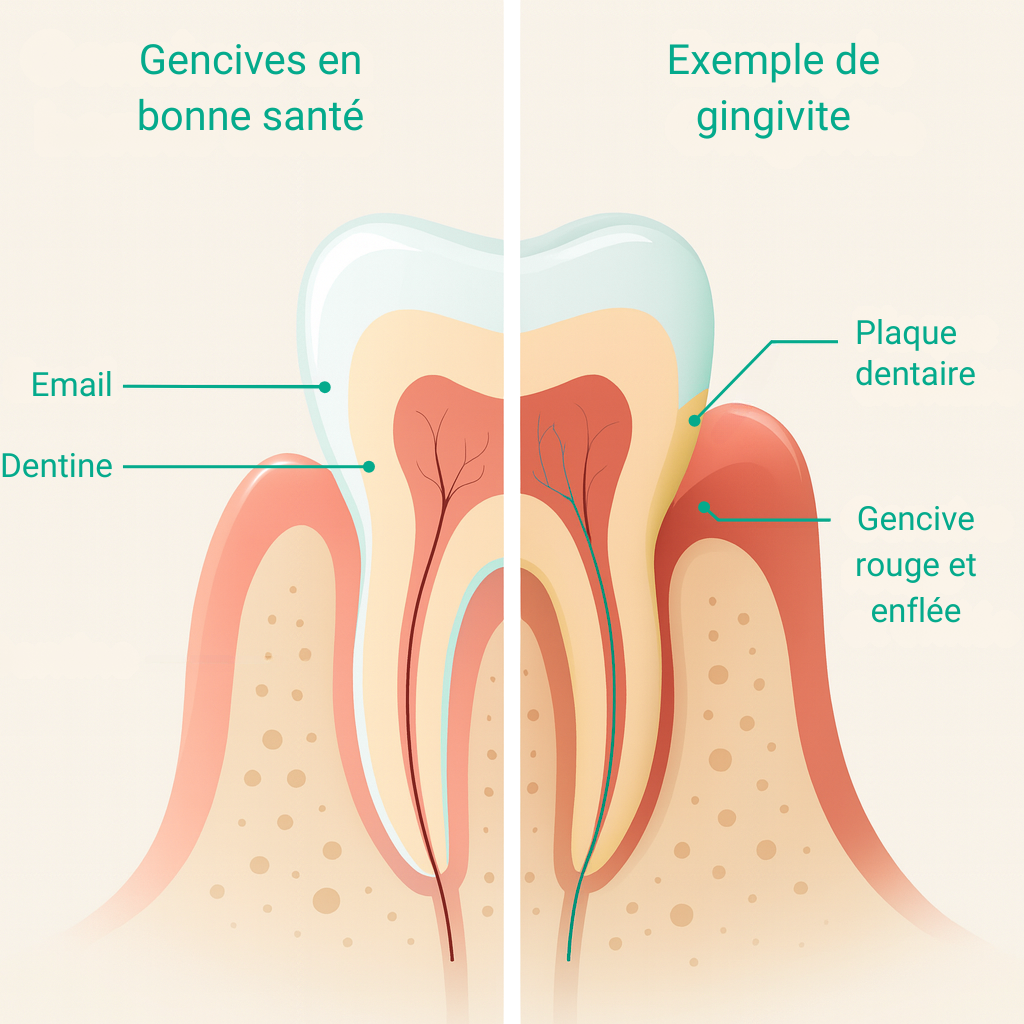 Illustration d'une dent en gingivite