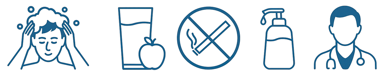 pictogrammes des bonnes pratiques greffe de cheveux