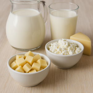 Illustration de lait et fromages