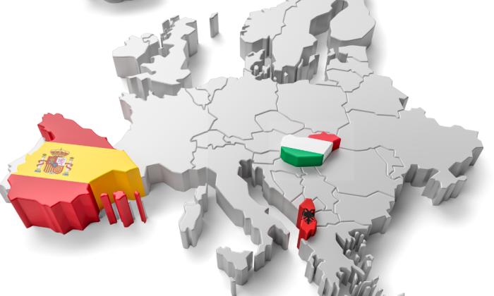 europe map albanie espagne et hongrie