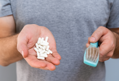 perte de cheveux dans la brosse et comprimés finastéride